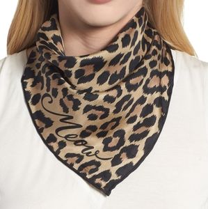 Kate Spade Silk Leopard "Meow" Bandana